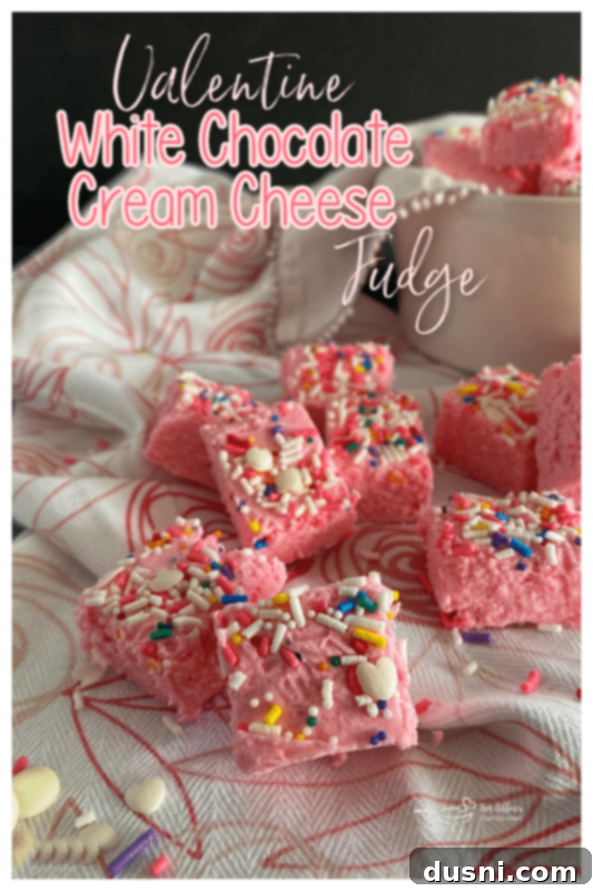 Velvet White Chocolate Cheesecake Fudge 9 Pin this Valentine fudge recipe for later