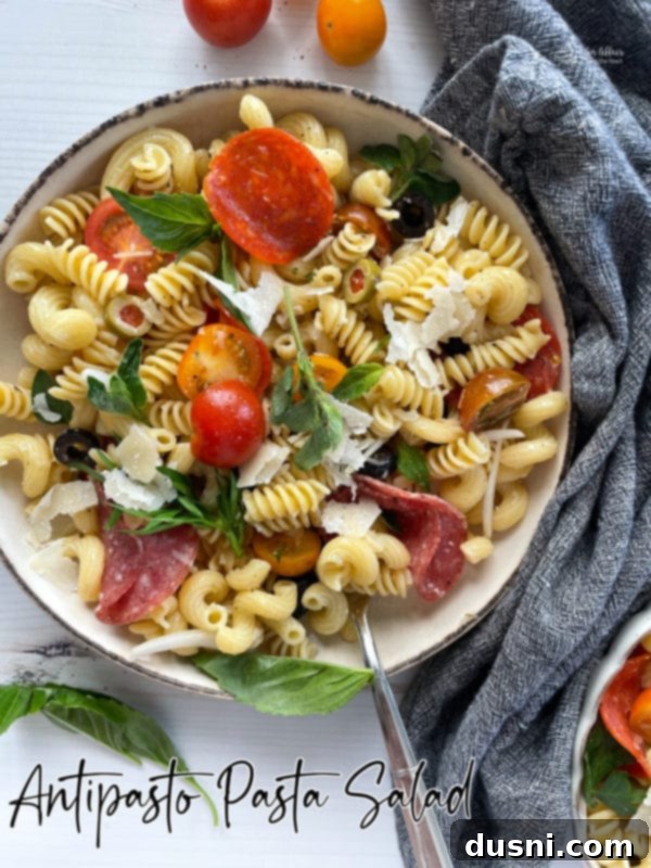 Italian Deli Pasta Salad 13 One bowl filled with pasta salad