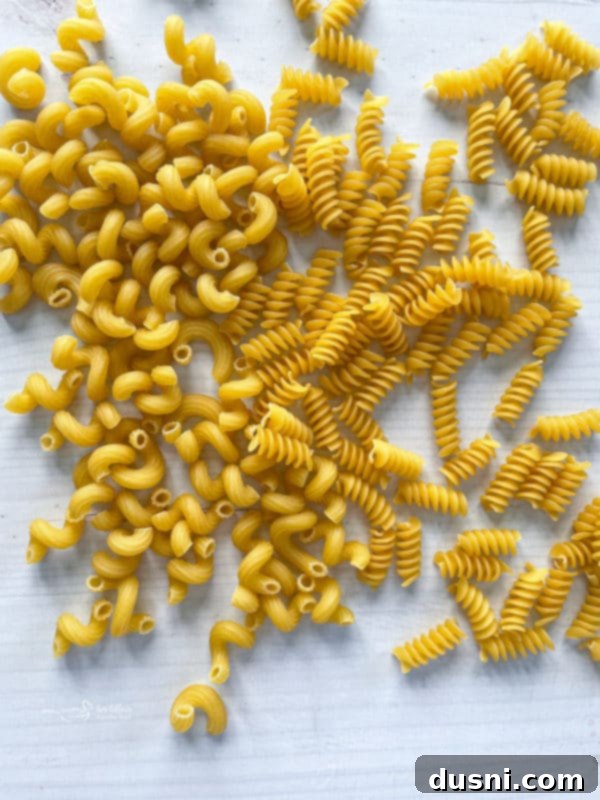 Italian Deli Pasta Salad 8 dried noodles on white surface