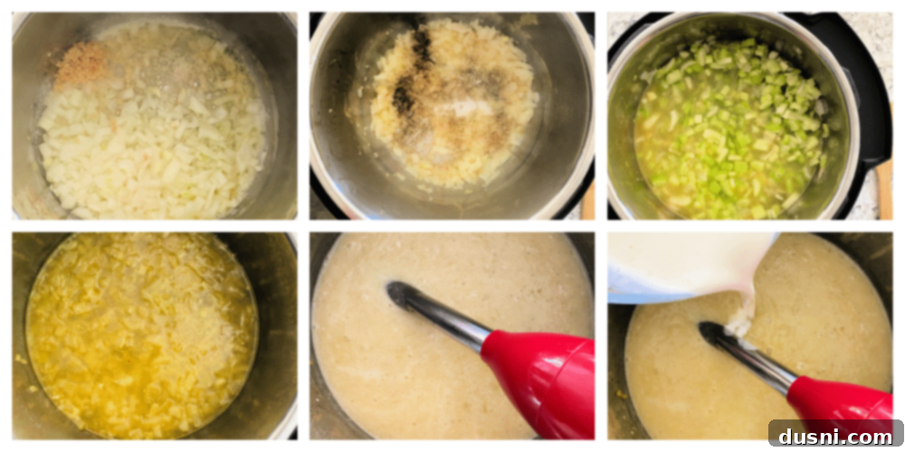 Instant Pot Cream of Celery Soup step by step instructions
