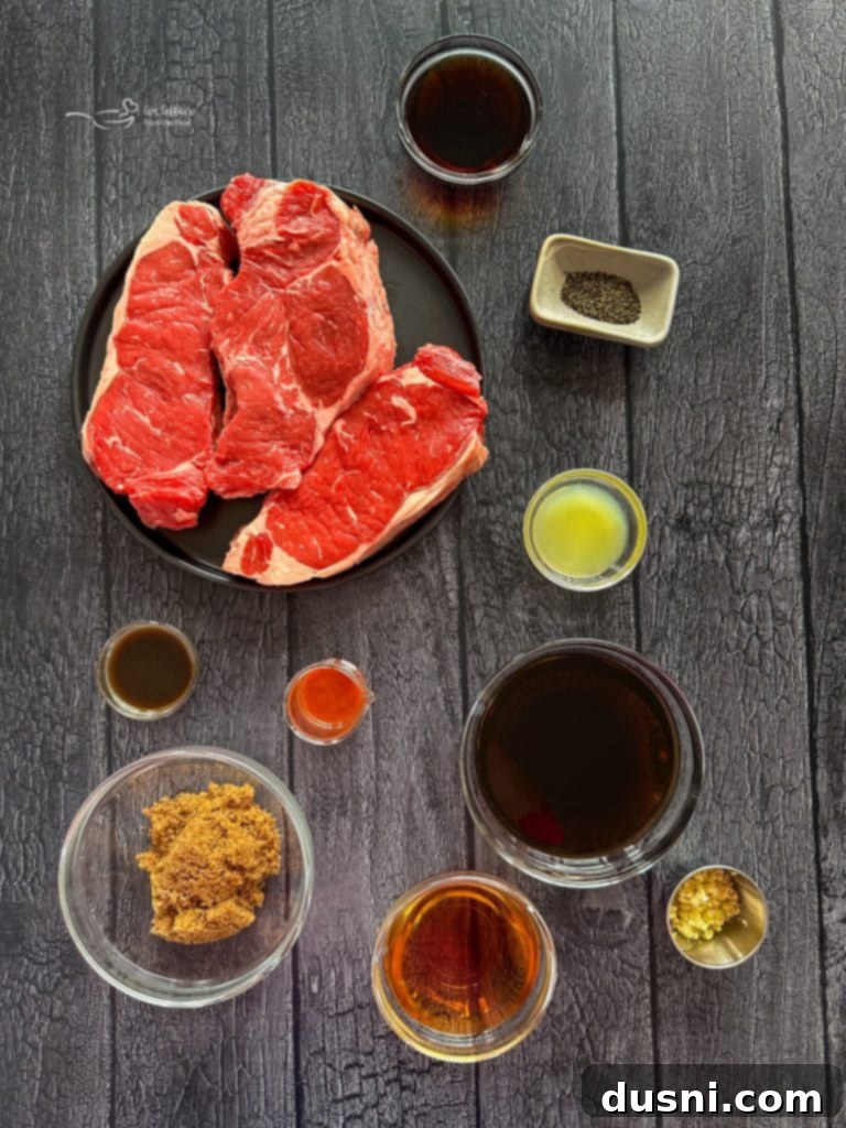 Jack Daniel's and Cola Glazed Steaks 5 Close-up of marinade ingredients being whisked together in a bowl.