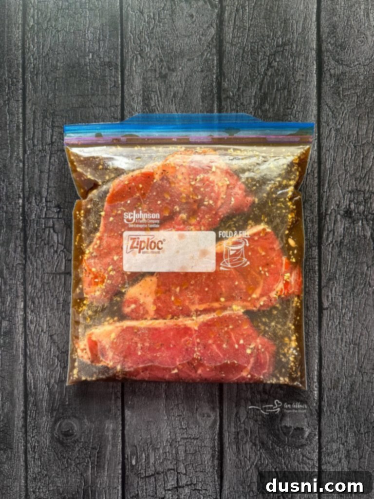 Jack Daniel's and Cola Glazed Steaks 8 Marinated steaks in a plastic zipper bag.