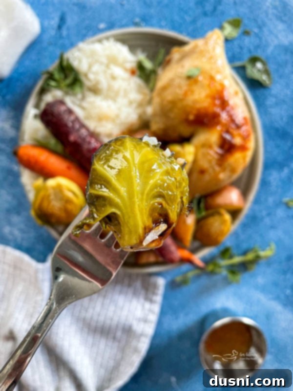 Close view of Brussel sprout on fork
