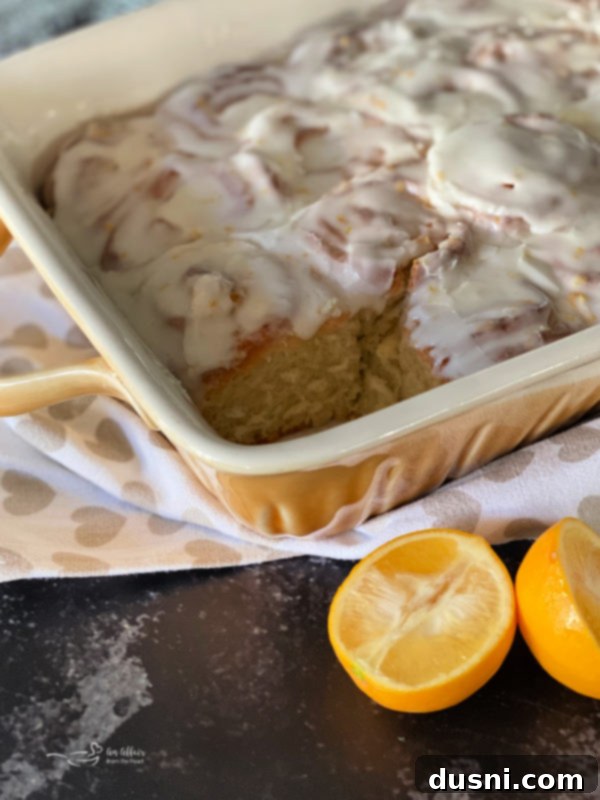View of lemon sweet rolls in pan