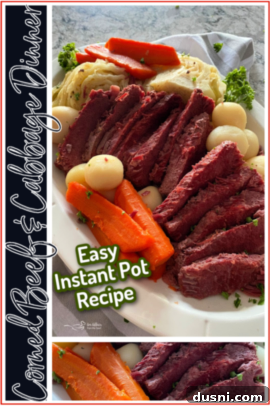 A delicious platter of Instant Pot Corned Beef and Cabbage