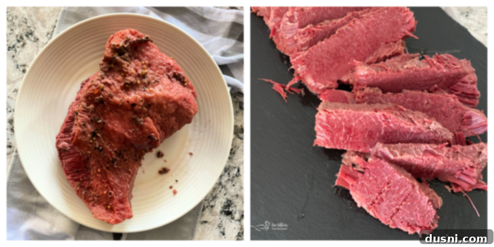 How to cut corned beef against the grain