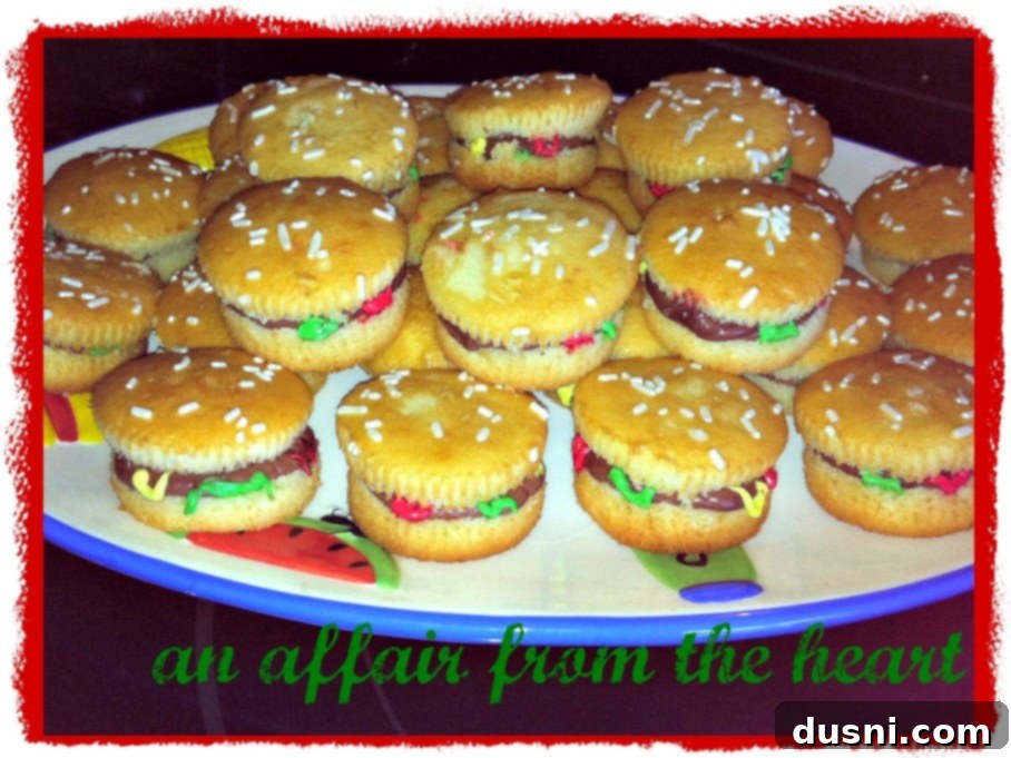 Original photograph of Hamburger Cupcakes from 2012, showing an early version of the design.