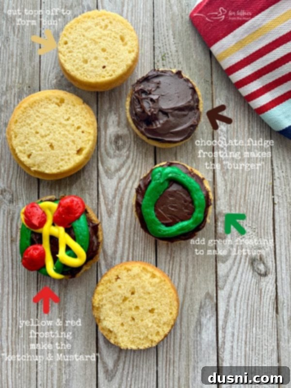 Close-up of baked cupcakes, some with sliced tops, indicating preparation for assembly.