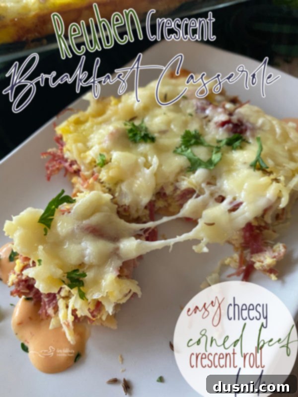 Reuben Crescent Breakfast Bake 16 Reuben Crescent Breakfast Casserole in a serving dish