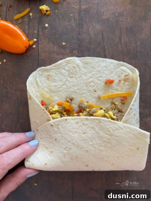 Tortilla with sides folded in