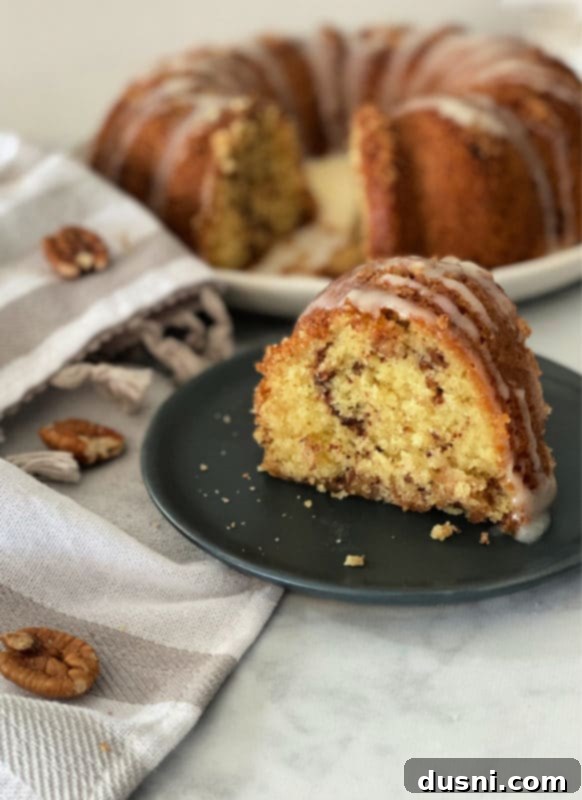 Delicious slice of Sour Cream Coffee Cake with streusel topping