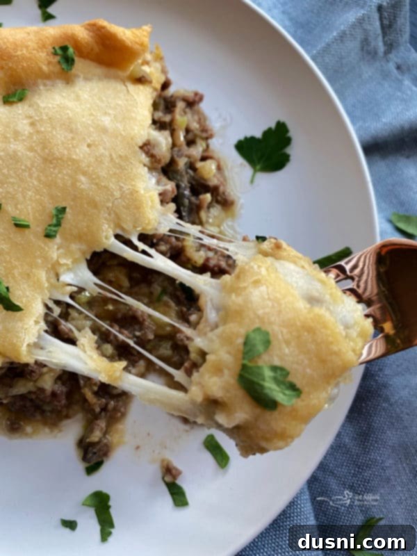 Hearty Swiss Mushroom Runza Bake 11 A large baking dish of Swiss Mushroom Runza Casserole