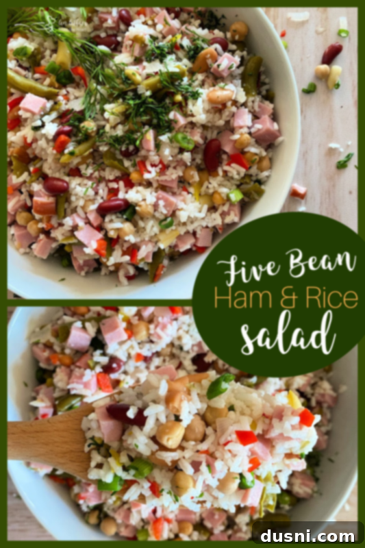 Five Bean Ham and Rice Salad 7 Pinterest optimized image for Five Bean Ham & Rice Salad