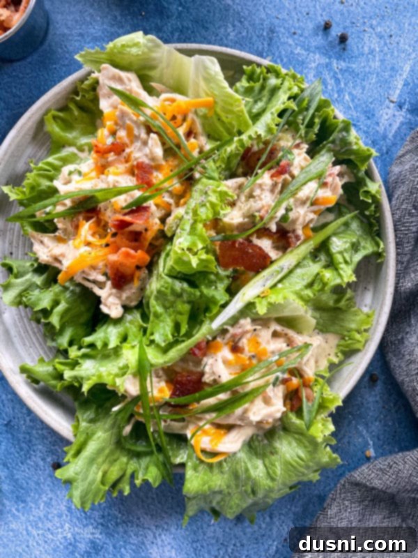 Instant Pot crack chicken on top of lettuce