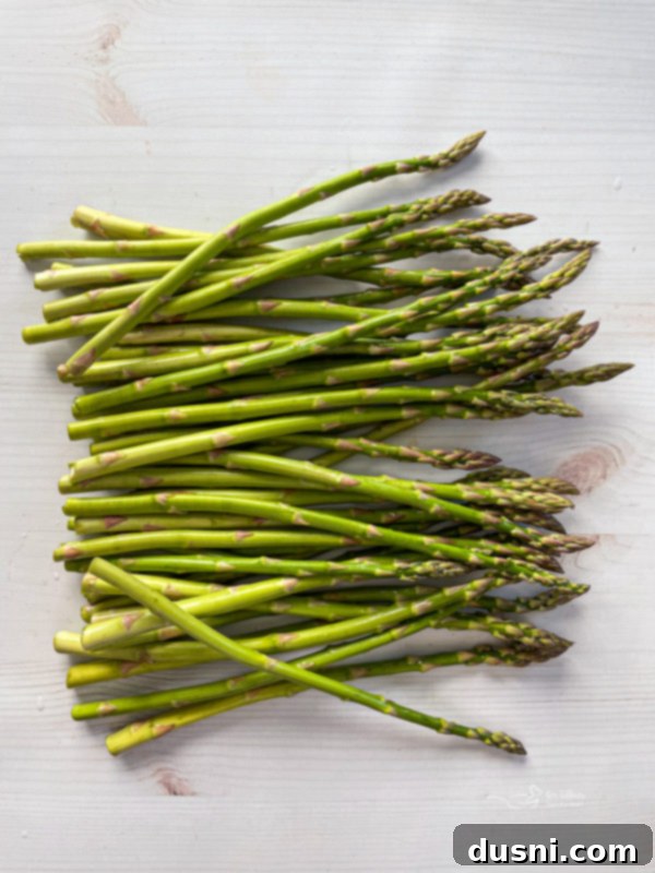 Top view of a bundle of asparagus