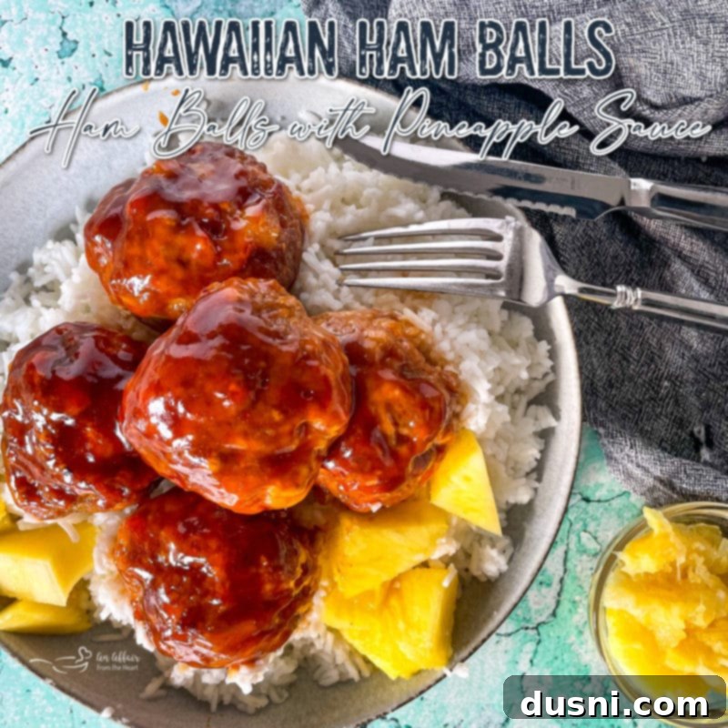 Pineapple Glazed Hawaiian Ham Bites 12 Hawaiian ham balls graphic
