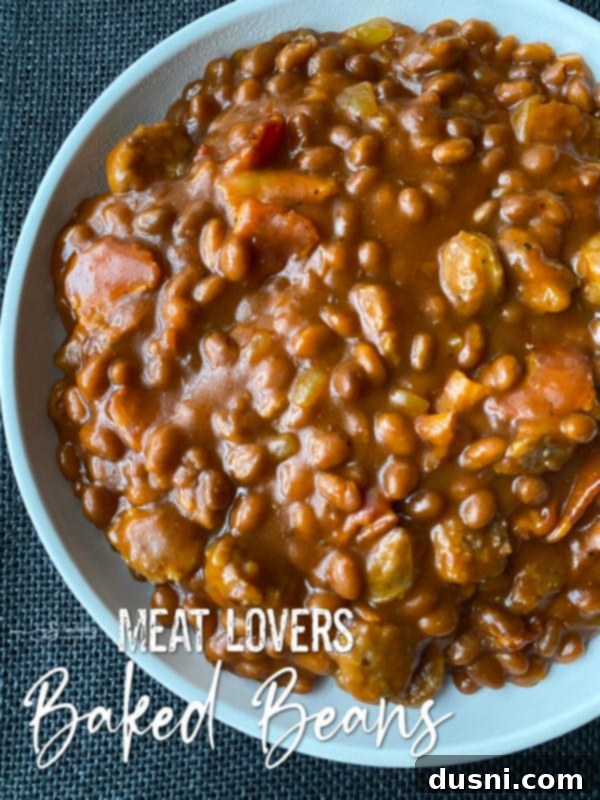 Ultimate Carnivore's Baked Beans 9 Close-up of a serving of Meat Lovers Baked Beans