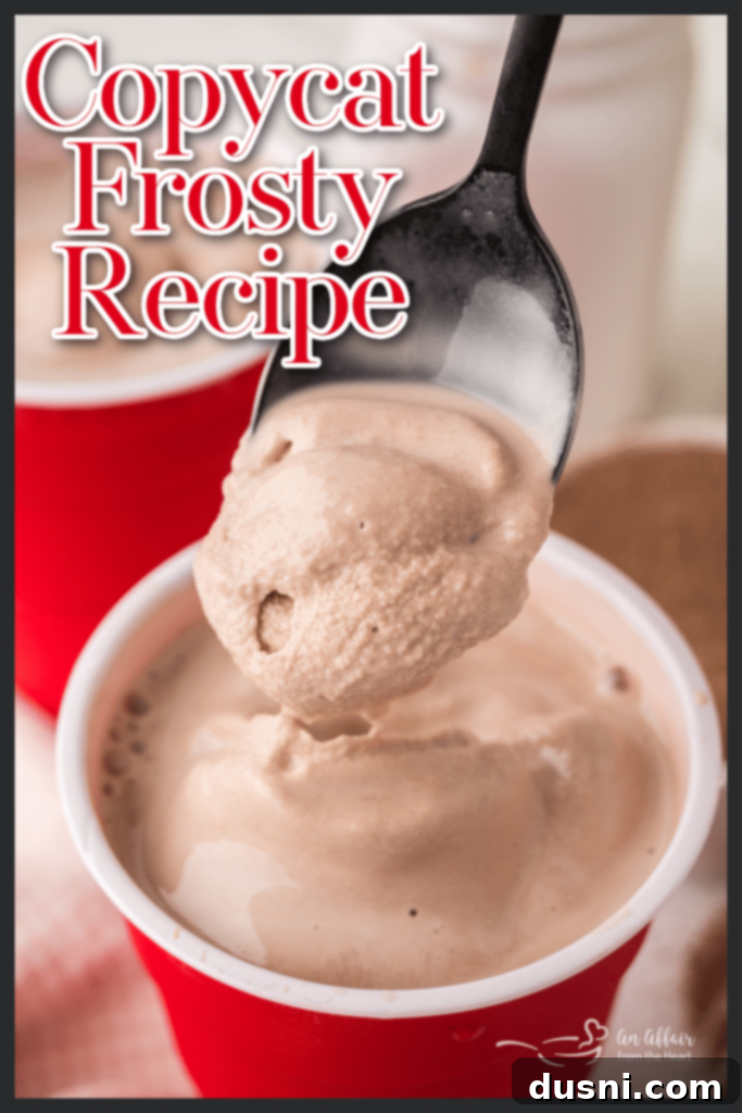 Whip Up a Homemade Frosty 12 A top-down view of a homemade Wendy's Frosty with a spoon.