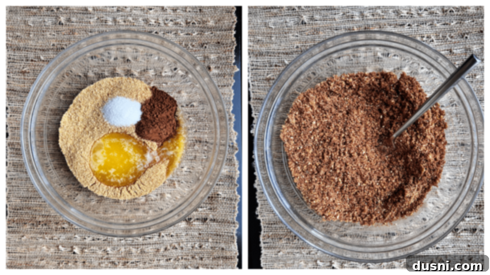 Creamy Irish Dream Cheesecake 6 Step-by-step image of mixing graham cracker crust ingredients for Irish Cream Cheesecake.