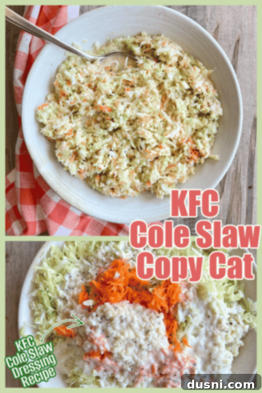 KFC Cole Slaw Copy Cat with a sign saying 'Love it? Pin it!'