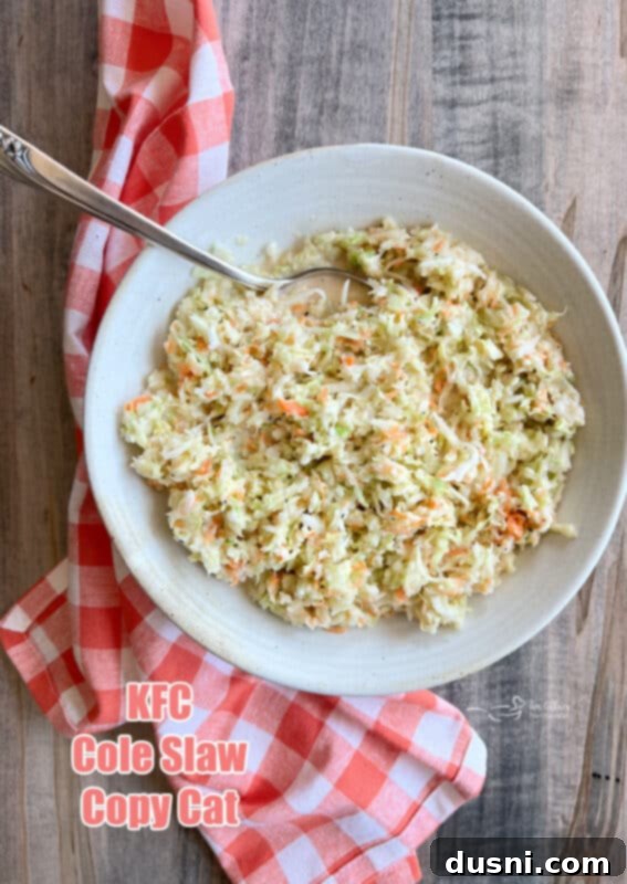 KFC Copycat Coleslaw in a white bowl