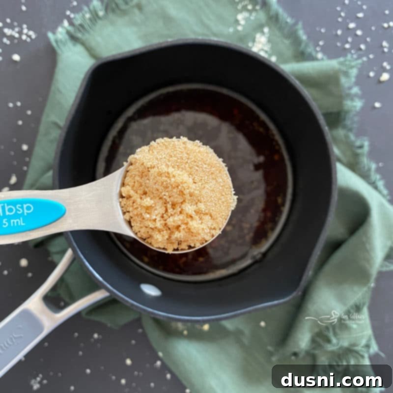 More ingredients for the Asian Sticky Meatball Sauce, including brown sugar and honey