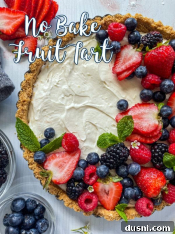 Effortless Fruit Delight 13 top view of no bake fruit tart with fresh fruit