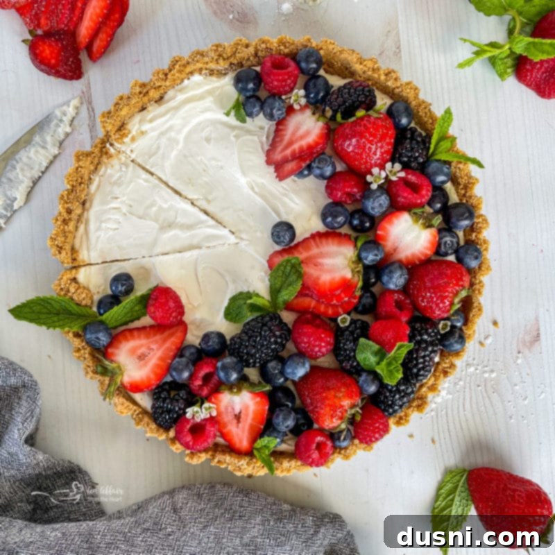 Effortless Fruit Delight 9 one whole tart with fresh fruit and mint