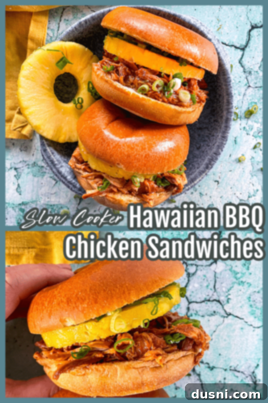 Crockpot Luau Chicken Sandwiches 12 Hawaiian BBQ Chicken Sandwich on a wooden board