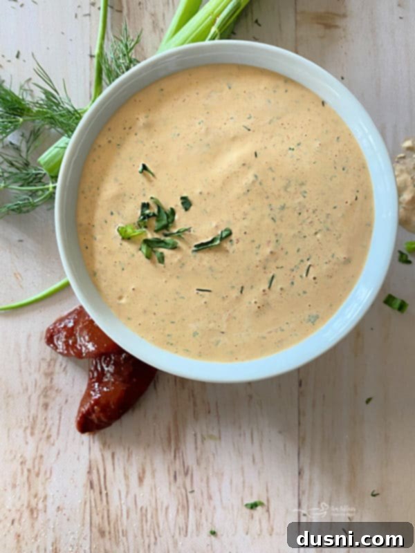 top view of chipotle ranch in white bowl