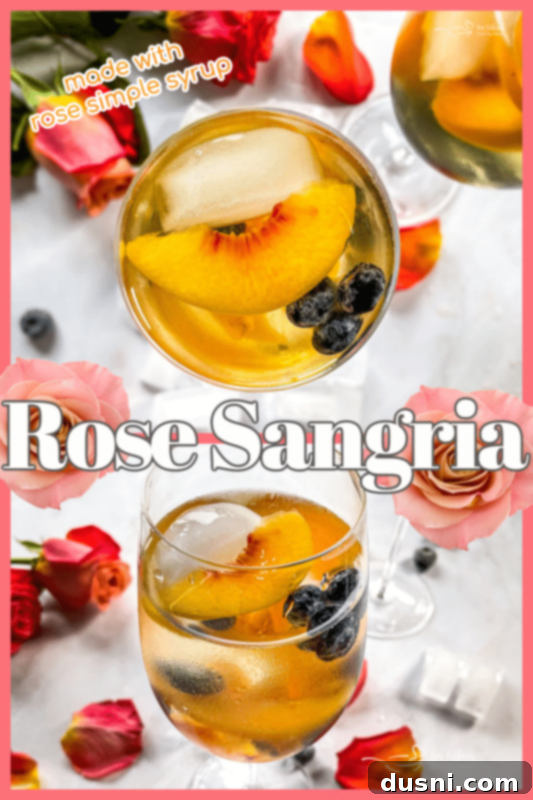 Glass of Rose Sangria with a floral background
