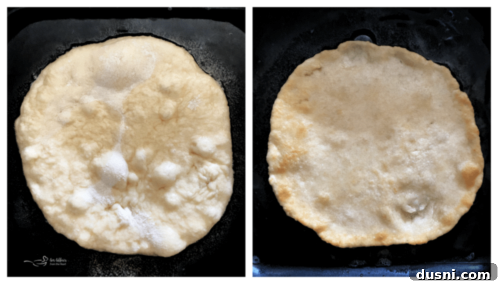 Native Fry Bread Tacos 6 Rolled out fry bread dough pieces on a floured surface.