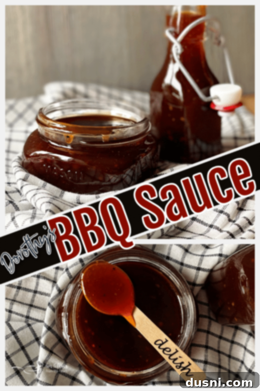Pinterest pin graphic for Dorothy's BBQ Sauce recipe.