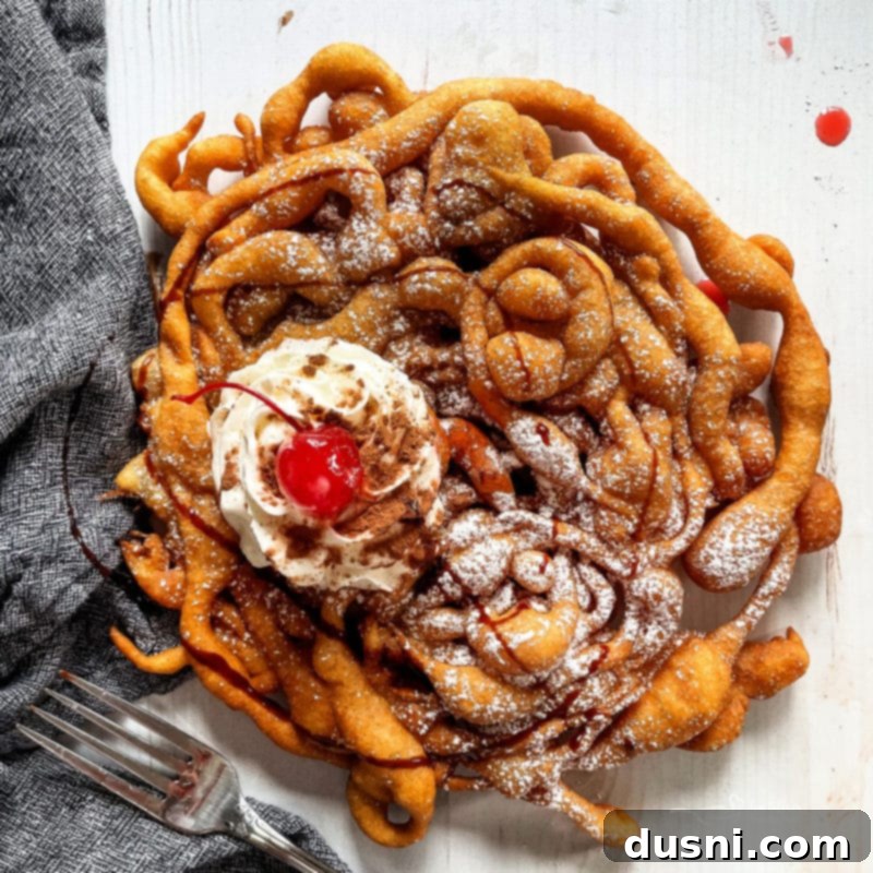 Delicious Funnel Cakes 4 funnel cake with whipped cream and cherry