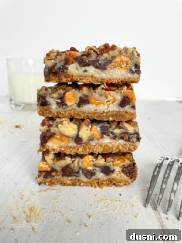 Seven Layer Magic Bars 2 front view of seven layer cookies