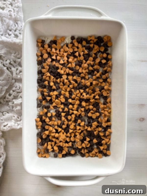 Seven Layer Magic Bars 11 chocolate chips and peanut butter chips