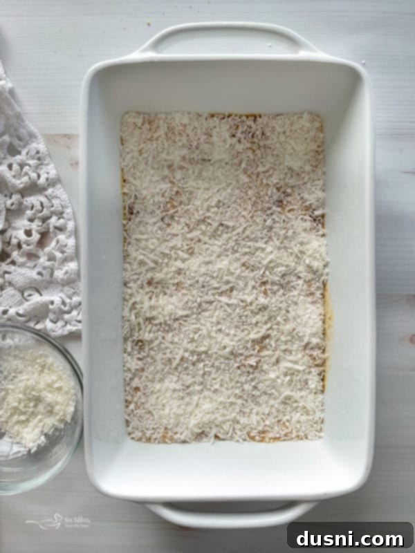 Seven Layer Magic Bars 9 coconut in pan