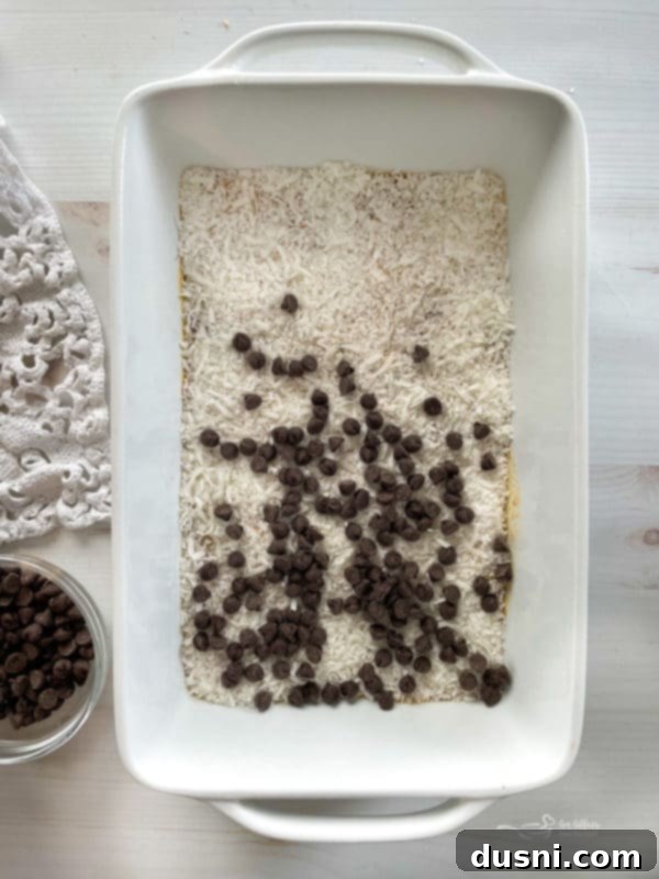 Seven Layer Magic Bars 10 coconut and chocolate chpis