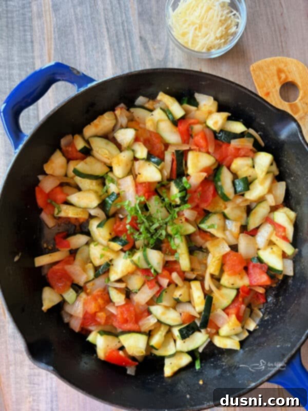 Bonefish Grill Copycat Zucchini and Tomatoes 9 Perfectly sautéed zucchini and tomatoes in a skillet.