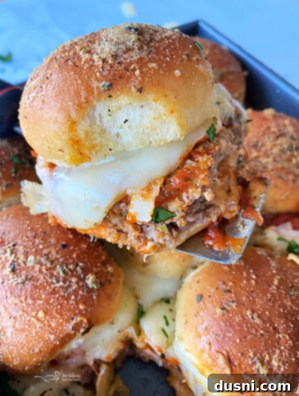 Hearty Italian Meatloaf Sliders 2 Italian Meatloaf Sliders baked and ready to serve