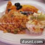 White plate of Mexican food with text "Bean, cheese and onion enchiladas, chili rellenos and an affair from the heart"