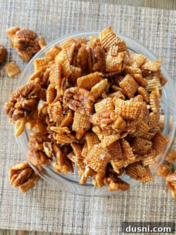 Homemade Caramel Pecan Clusters, crunchy and sweet for fall and holidays.