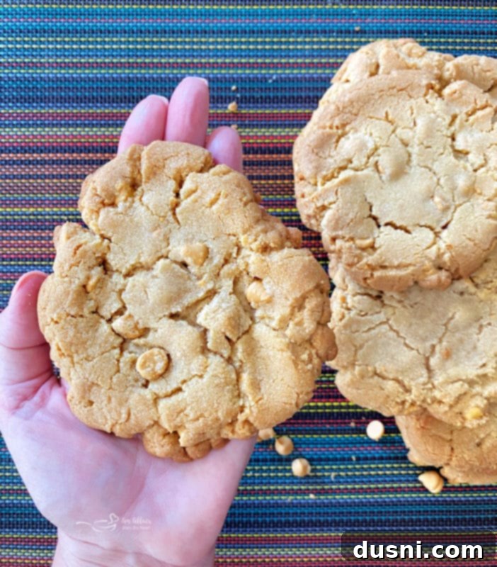 Golden Butterscotch Giants 4 one hand holding butterscotch cookie