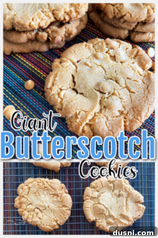 Giant Butterscotch Cookie Recipe graphic for butterscotch cookies