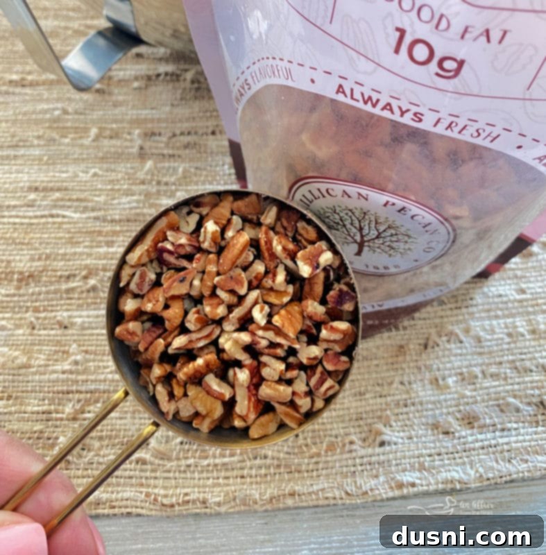top view of cup of pecans