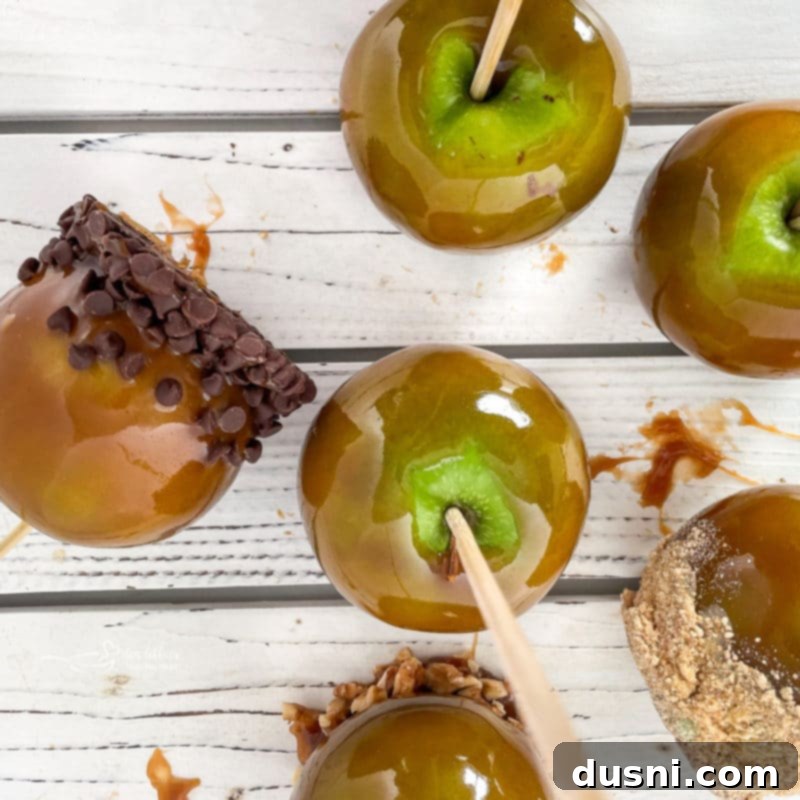 Crafting Golden Caramel Apple Treats 2 Rocky Mountain Chocolate Factory Caramel Apple on a white plate