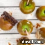 Crafting Golden Caramel Apple Treats 16 caramel apples on white background