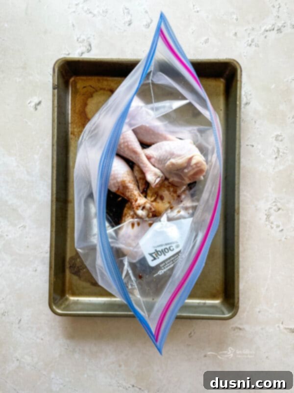 Sticky Sweet Grilled Chicken 7 Chicken legs in a large ziploc bag with marinade