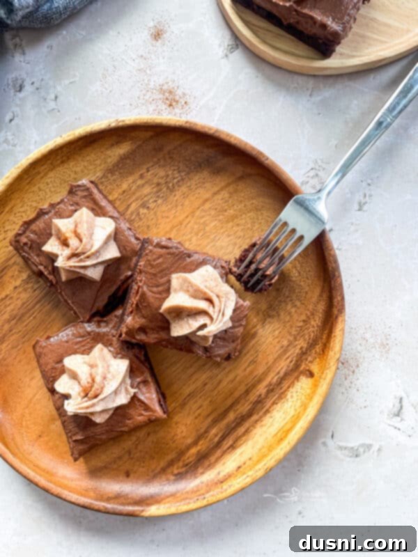 Mexican Chocolate Frosted Brownies with spoon