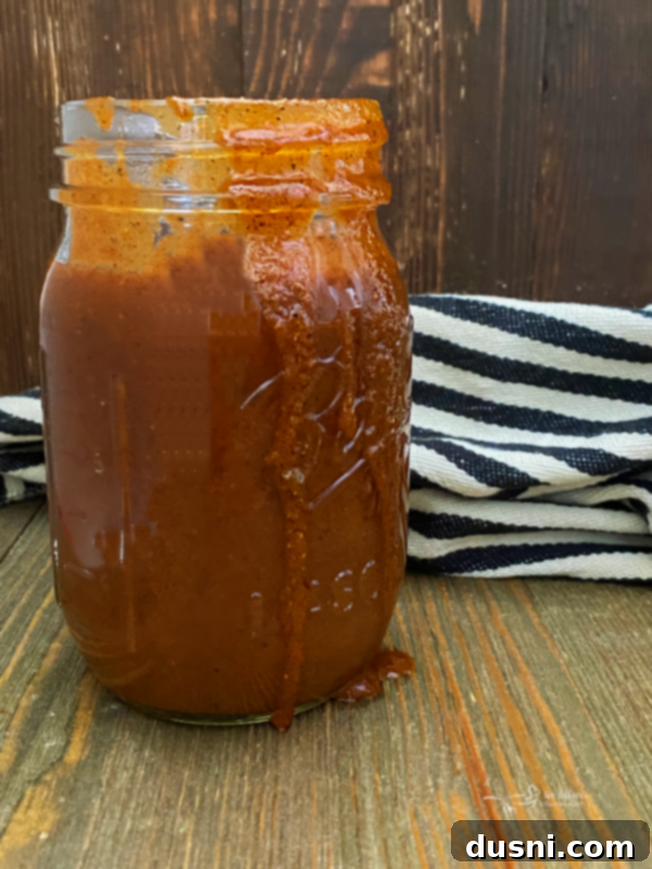 Freshly made homemade red enchilada sauce in a pan